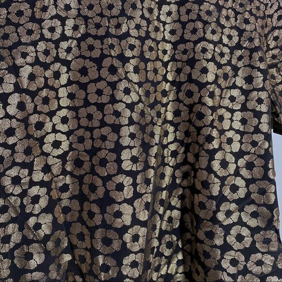Equipment Gold Floral Silk Short Sleeve Blouse - Picture 4 of 7